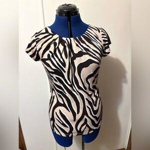 Worthington Black and Cream Zebra Print Blouse
